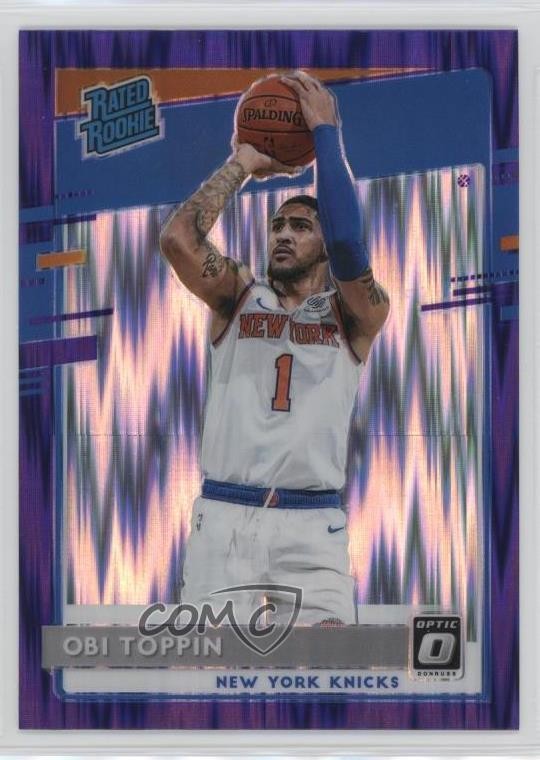 2020-21 Panini Donruss Optic Rated Rookie Purple Shock Prizm Obi Toppin #158 uk2
