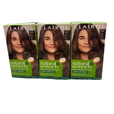 3 Pack~Clairol Natural Instincts Demi Permanent Hair Color 4W Dark Warm Brown