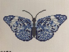 Initial K Blue Butterfly 18m Needlepoint Canvas 2005B