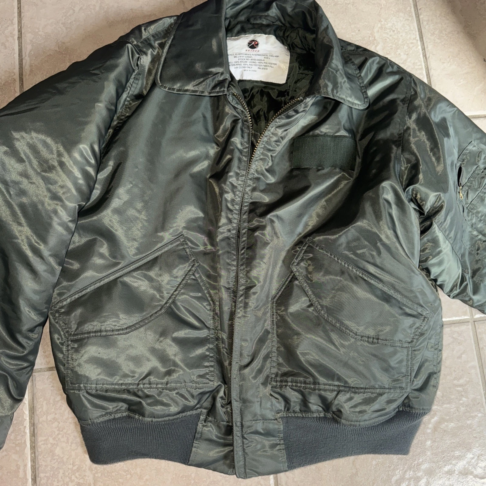 GREEN Military Bomber Jacket Mens L Reversible Flyers Intermediate Rothco