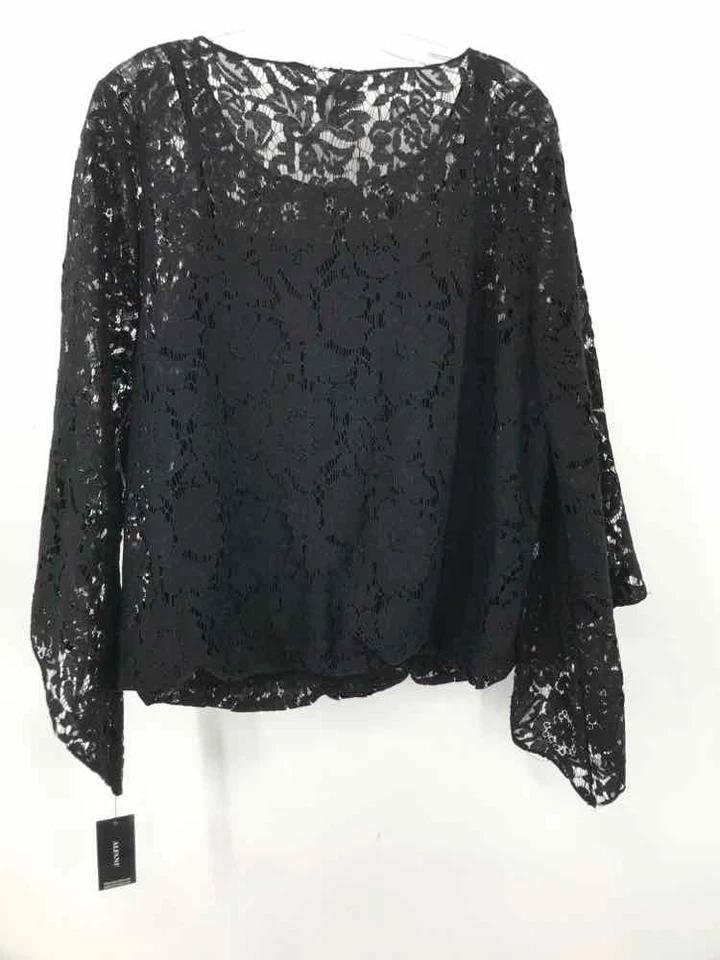 Pre-Owned Alfani Black Size Large Floral Lace Long Sleeve Blouse - Image 2 of 3