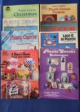 Lot of 8 Vtg Plastic Canvas Pattern Instructi...