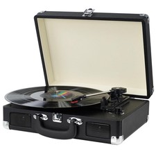 Vinyl Record Player, 3 Speeds Belt Driven Suitcase Portable Turntable for Vin...