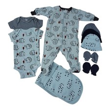 Gerber 3-6 Months Baby Boy Blue Wildly Cute Onsies Hats Footie Pajamas Lot Of 10