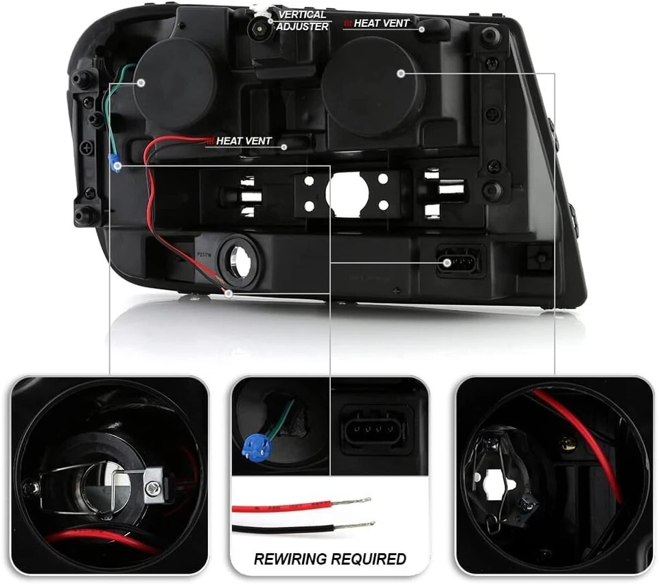 Faróis projetor tubo LED cromado esquerda+direita Chevy Trailblazer 2002-2009 - Imagem 2 de 4