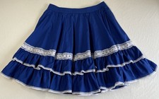 Partners Please Malco Modes Full Circle Ruffles Layers Square Dance Skirt Blue
