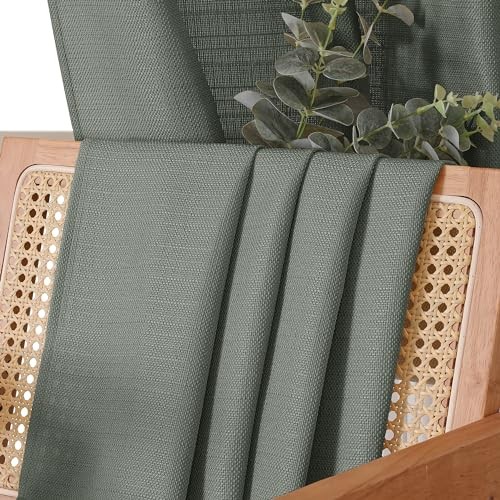 Bennet Olive Green Curtains 54 Inch Length 2 Panels, Faux Linen Textured Semi - Picture 6 of 6
