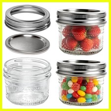 Versatile 4 oz Glass Canning Jars with Airtight Silver Lids for Crafts  Gifts