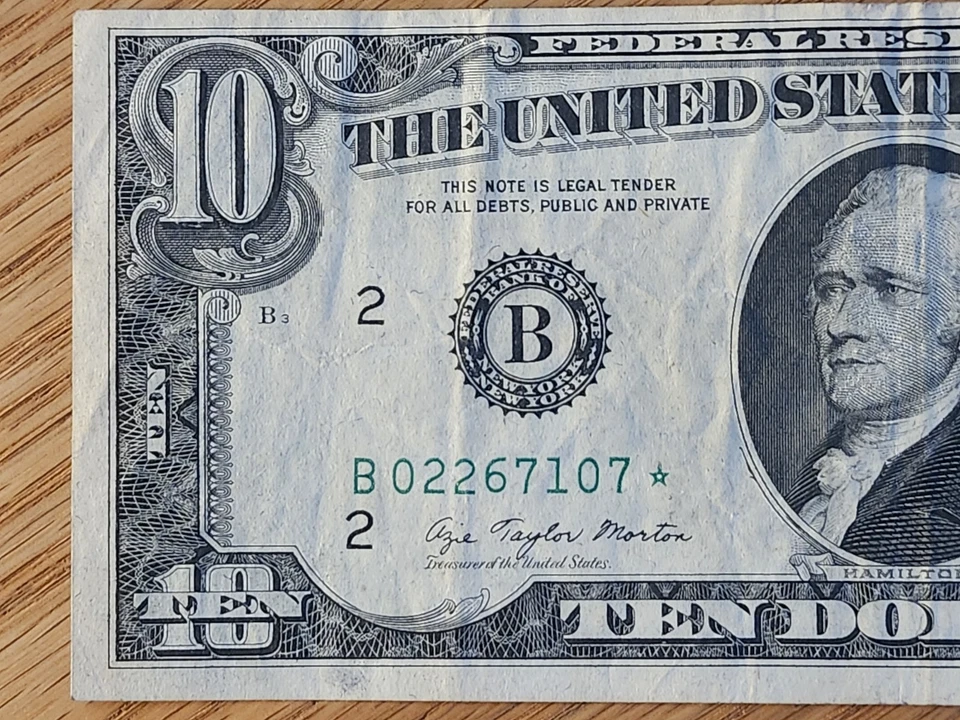1977 $10 "STAR NOTE" NEW YORK DISTRICT B02267107* - Image 3 of 4