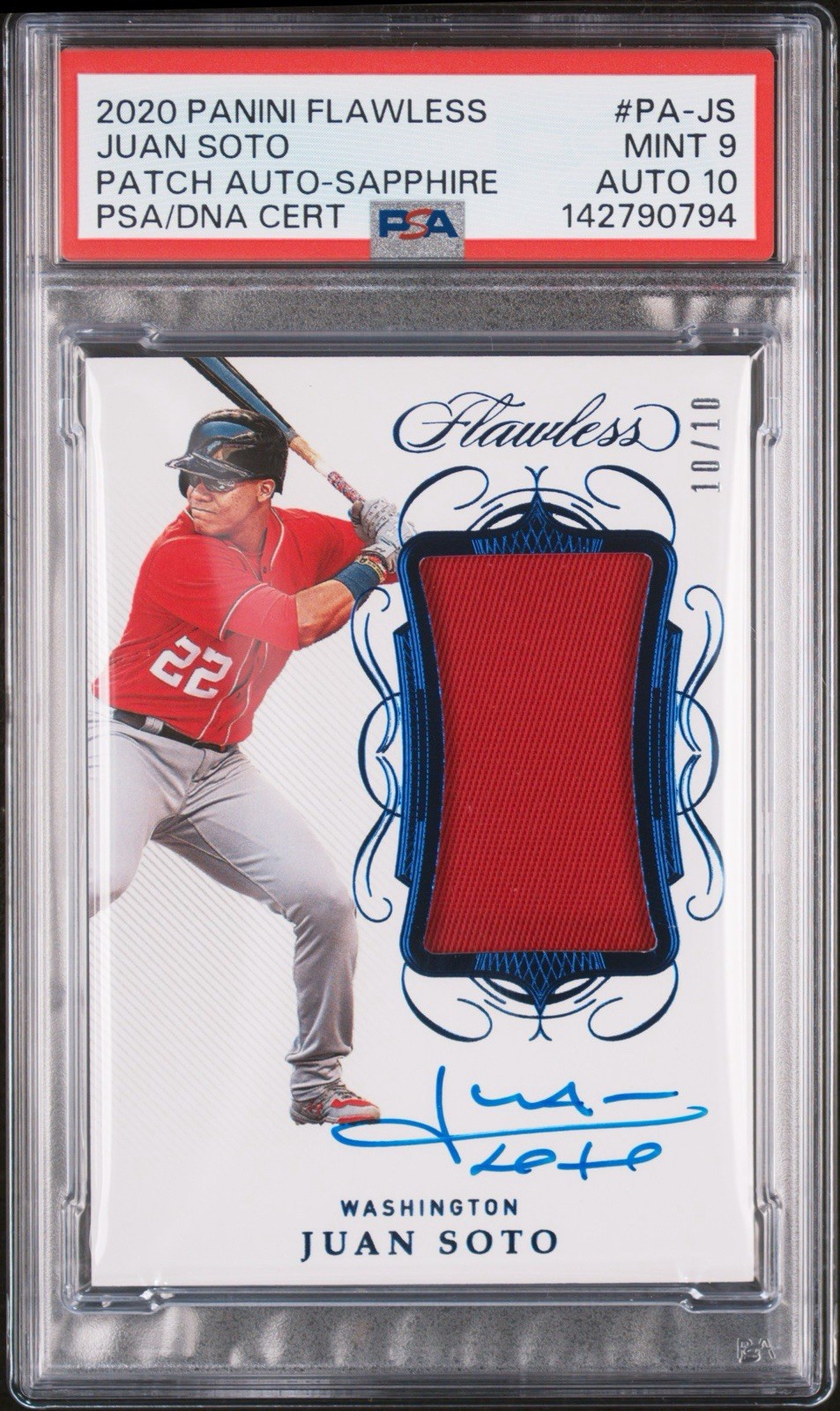 2020 Panini Flawless /10 Juan Soto Auto 10 PSA
