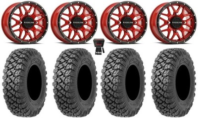 Raceline Krank 15'' Wheels Red 32'' Alpha Tires Honda Pioneer 1000 / Talon