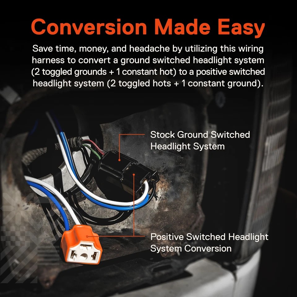 H4 9003 Headlight Relay Wire Conversion Harness Kit for Toyota H6054 Headlamp - Image 3 of 4