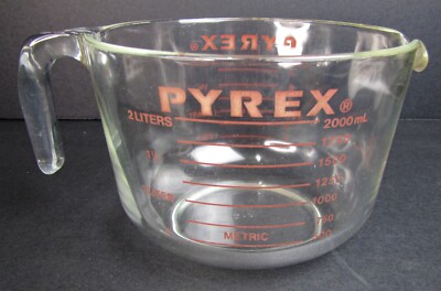 Pyrex Quart Cups L 2000 ml Measuring Batter Bowl, Made in USA Vintage  Red
