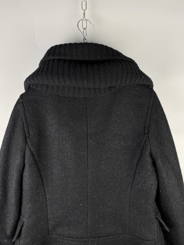 Max Mara Womens Luxury Alpaca Wool High Neck Black Pea Coat Jacket Sz US 6 / S - Picture 13 of 18