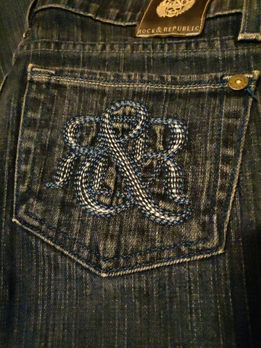 Rock & Republic women's jeans size 26 x 32 blue denim low rise 5 pockets EUC - Picture 2 of 5