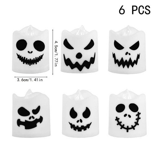 6pcs Halloween Led Ghost Pumpkin Candle Light Glowing Lamp Halloween Party Home - Picture 13 of 14