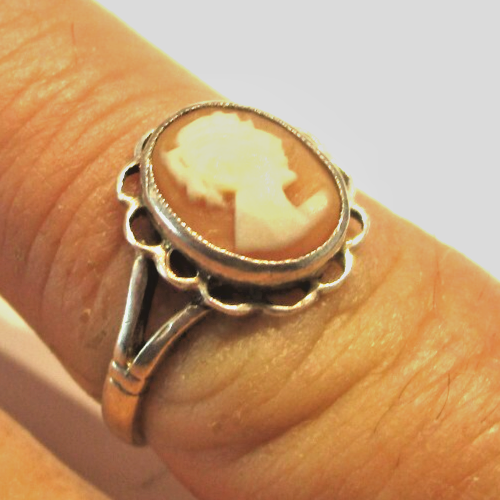 Kleine ovale kamee-ring sterlingsilber retro grösse n - Bild 2 von 2