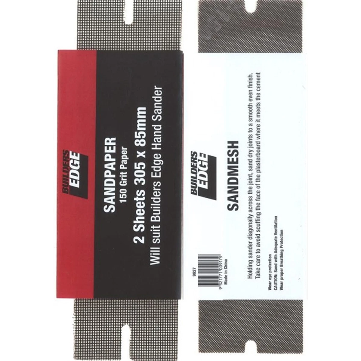 6x Builders Edge PLASTER SANDPAPER 305x85mm 2Pieces 150 Grit