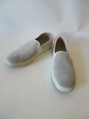 WOMENS VINCE 'PRESTON' WHITE/CREAM MESH LEATHER SLIP ON SNEAKERS