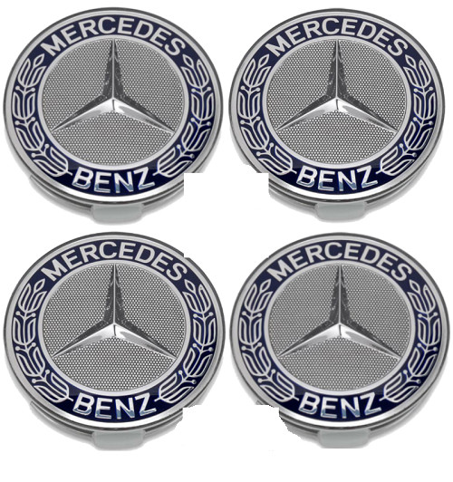 4 TAPPI COPRIMOZZO DA 75 MM PER MERCEDES BENZ CERCHI IN LEGA LOGO