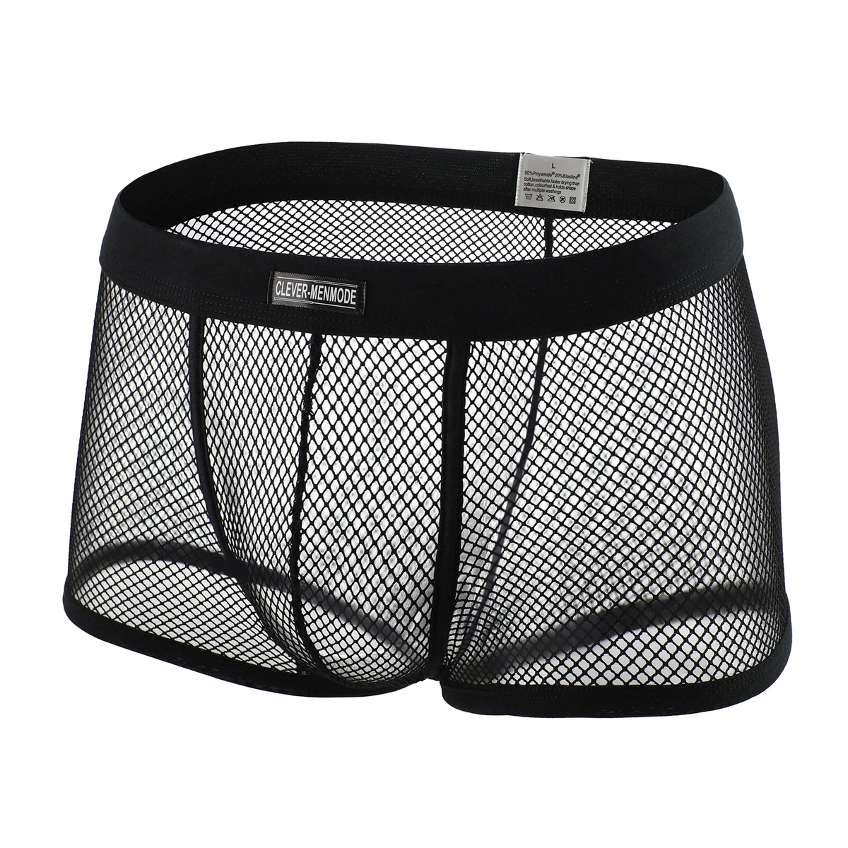 Sexy Men's Net Mesh Boxer Briefs Trunks Man Nightwear Shorts Underwear M-XL