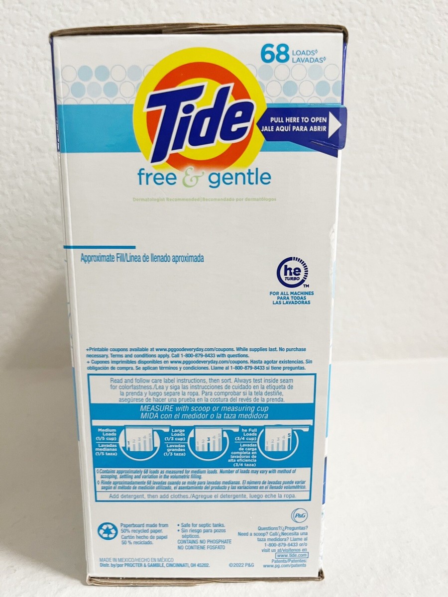 Tide Free & Gentle Powder Laundry Detergent 68 Loads New Storage & organization