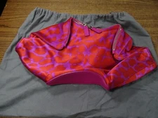 Alexander McQueen De Manta Floral Damask Red Pink Leather Bag Purse