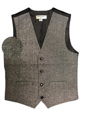 New formal Men's wool tweed blend slim fit vest waistcoat only Black Gray