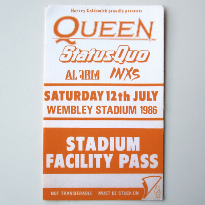 Queen Wembley Stadium Facility Pass 1986 A Kind Of Magic Tour UK