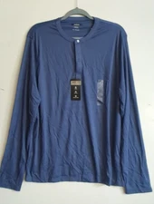 ALFANI Alfatech Blue Henley Long Sleeve Stretch T-Shirt NEW Size Large 