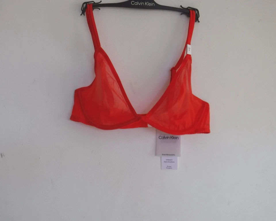 Calvin Sheer Marquisette Unlined Plunge Bra QF6727 32, 34, 36, 38 $40.00 NWT - Image 4 of 4