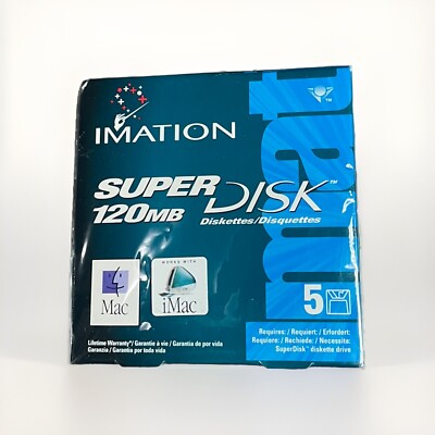Imation SuperDisk 120MB (5-Pack) Works With iMac LS-120 NEW SEALED