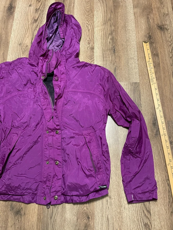 Chaqueta Cabela's, para mujer talla XL, púrpura, cremallera completa, cortavientos con capucha, nailon Foto 4 de 4