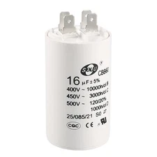 CBB60 Run Capacitor 16uF 450V AC Double Insert 72x40mm White for Pump Motor