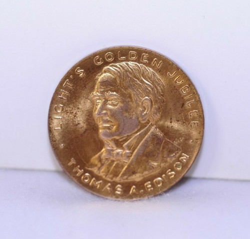 THOMAS EDISON Lights Golden Jubilee 1929 Thomas Edison Coin. - Picture 2 of 2