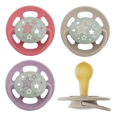 Nip Cherry Air Night Schnuller 6+ Girl Latex Leuchtet 4 Stück 2 Sets
