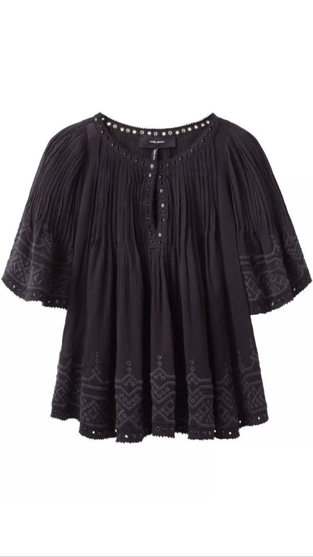 ISABEL MARANT Alexia Embroidered Blouse/Top Size FR38 Black SUPER RARE!