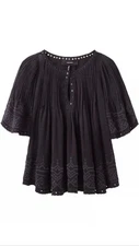ISABEL MARANT Alexia Embroidered Blouse/Top Size FR38 Black SUPER RARE!