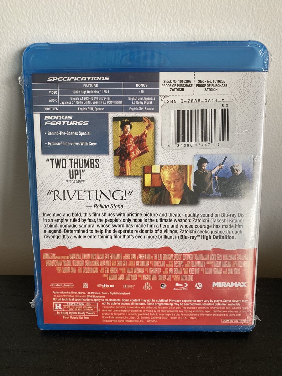 Zatoichi [Blu-ray] - By Takeshi Kitano - NEW & SEALED 31398174479