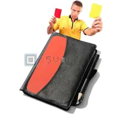 Cartellini Rosso e Giallo Arbitro Calcio con Matità Penalità