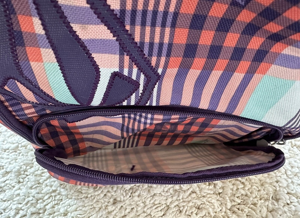 Volcom Plaid Backpack Aqua Purple Pink 3 Pockets Padded 