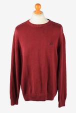 Chaps Crew Neck Jumper Pullover Vintage Mens Knitwear Bordeaux XL-IL2379