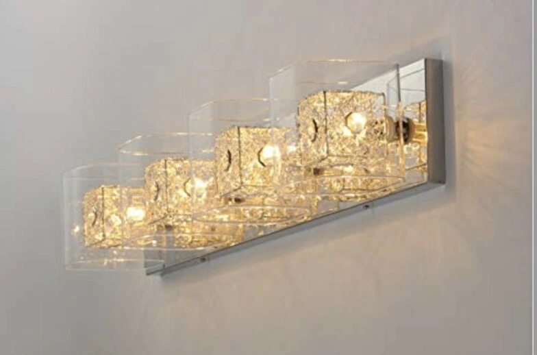 Tocador de baño transparente ET2 E22834-18SVPC Gem 31" 4 luces en cromo pulido Foto 2 de 4