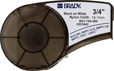 Brady M21-750-499 Nylon Cloth Label Black on White .75 W x 16' L