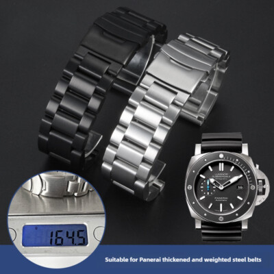 Solid Thicked Watch Band Weighted Stainless Steel Strap 22/24/26mm for Panerai