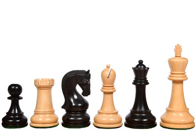 The Leningrad Club-Sized Wooden Chess Pieces in Black Ebonized & Boxwood-AS261-B