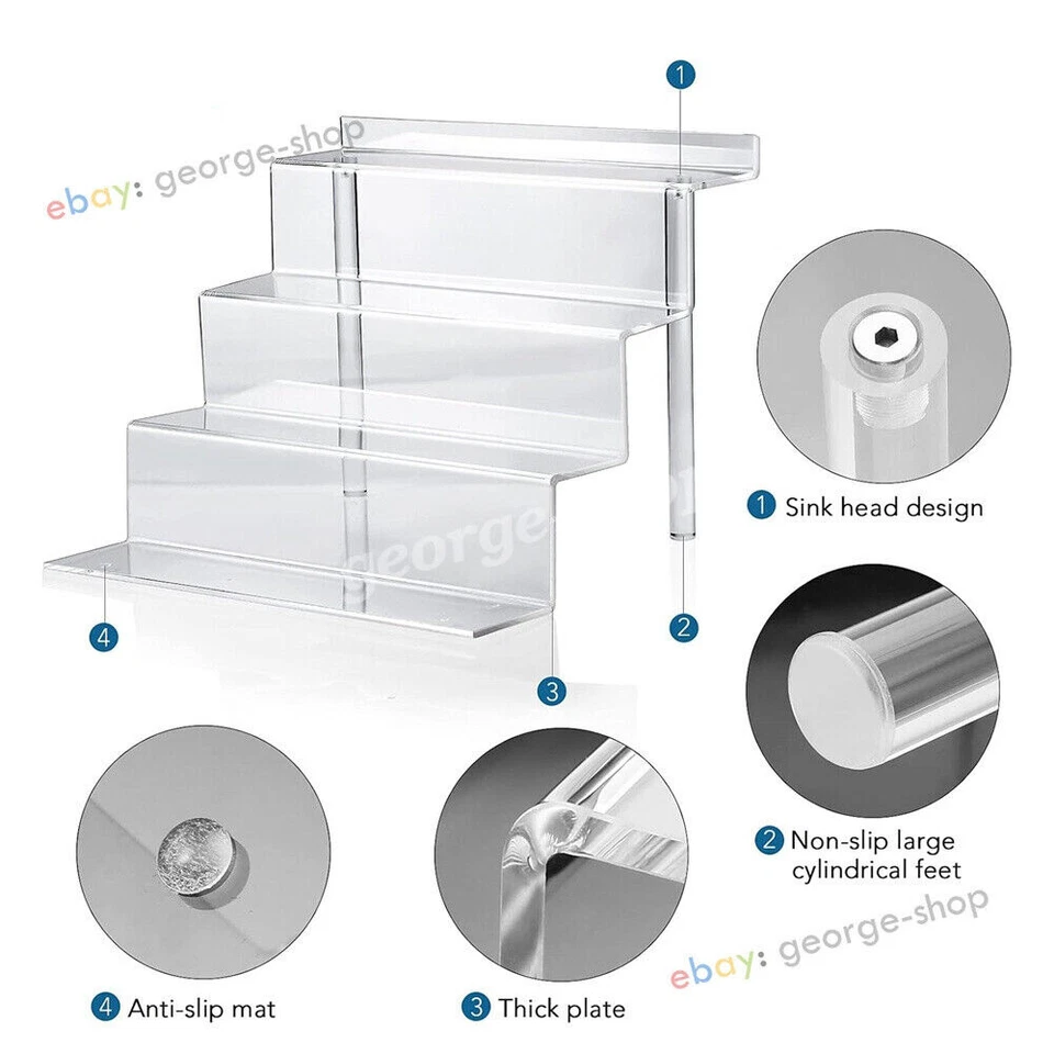 4 Tier Acrylic Riser Shelf for Perfume Organizer Funko POP MART Display Stand - Image 2 of 4