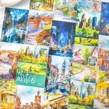 City Buildings PET Stickers Scrapbooking Sticker Journal Planner Wall Collage