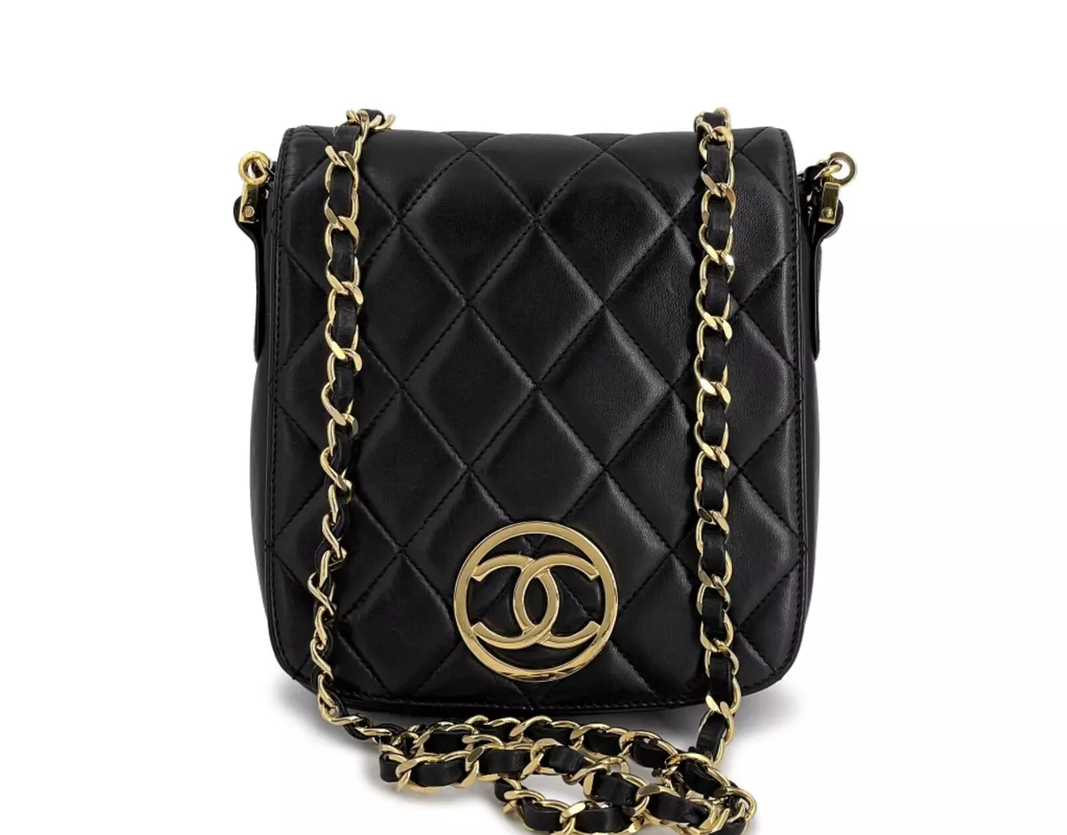 FULL SET CHANEL Classic Vintage Black Quilted Vertical 24K Gold Small Flap  Bag