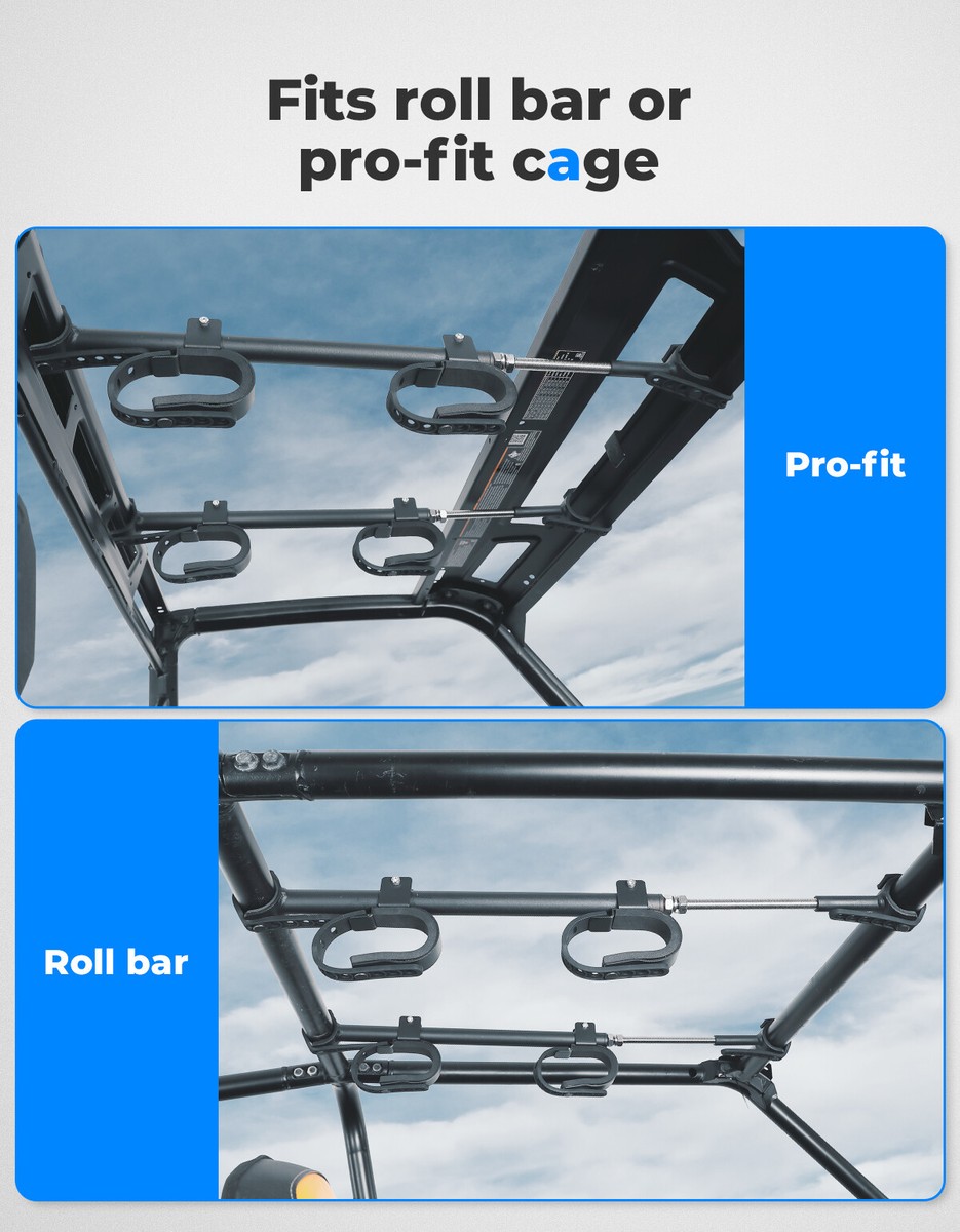 UTV Overhead Roof Tool/Bow Rack - Fits Polaris RZR, Can-Am, Honda, Kawasaki (21-28" Roll Bar Diameter) 1 thumbnail image